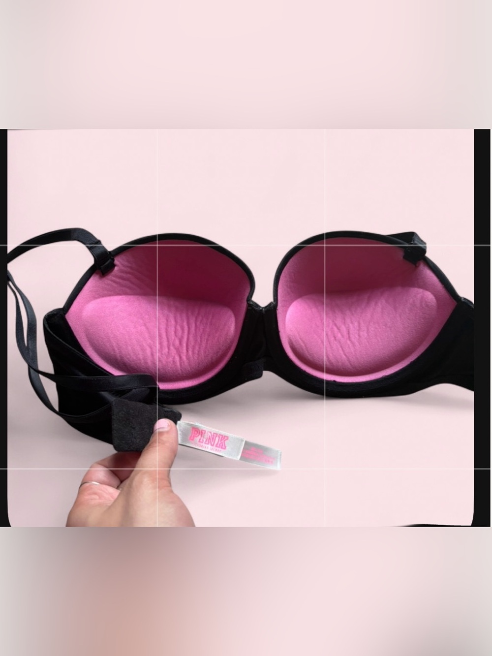 PINK Victoria's Secret Black Molded PushUp Bra Wear Everywhere Strapless Pushup - Picture 8 of 9